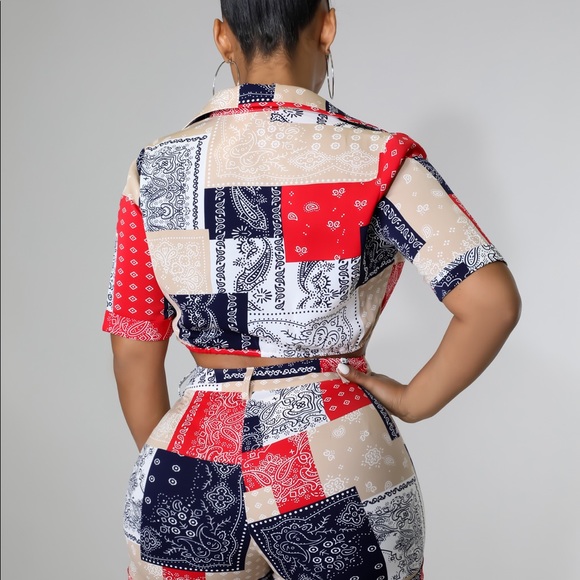 Red & Navy shorts set - Picture 4 of 5